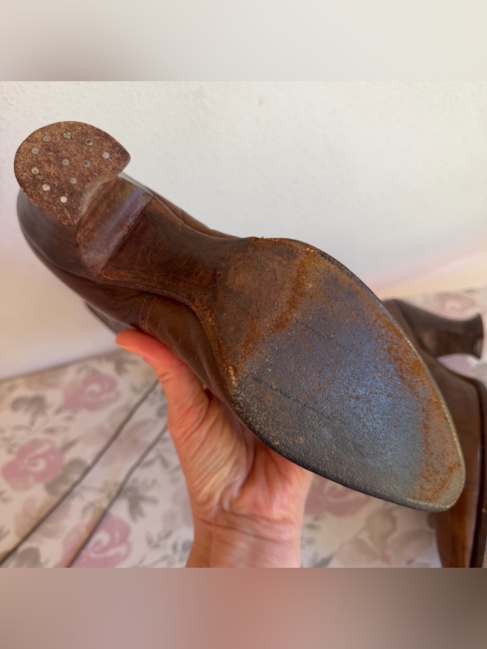 Antique VICTORIAN LEATHER BOOTS Brown Witchy Laced Vintage Martha Washington 6.5 - Picture 12 of 13